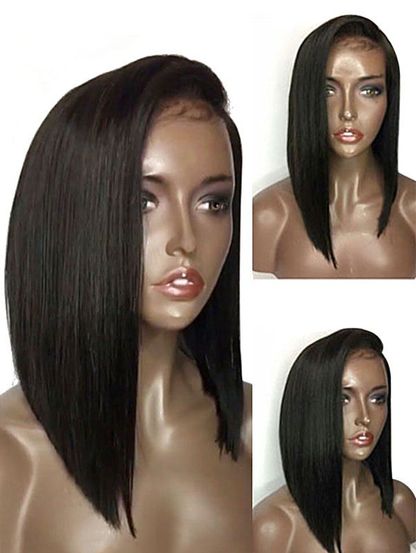 

Medium Side Bang Straight Bob Lace Front Synthetic Wig, Black
