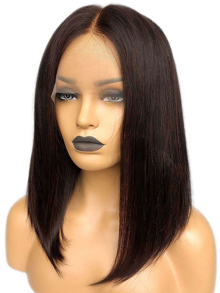 

Medium Center Parting Straight Bob Lace Front Synthetic Wig, Deep brown