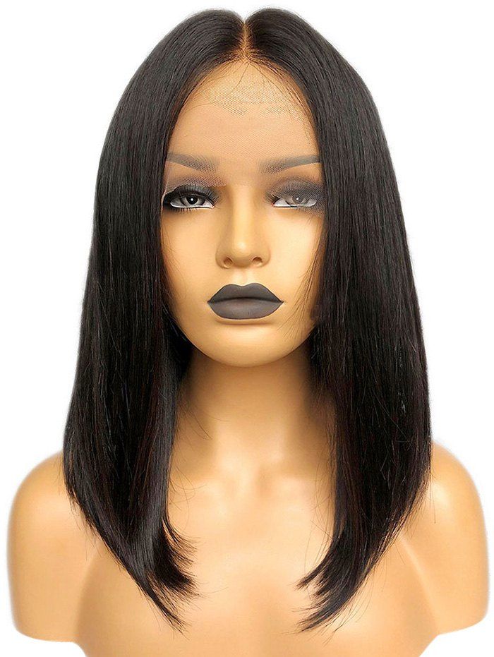 

Medium Center Parting Straight Bob Lace Front Synthetic Wig, Black