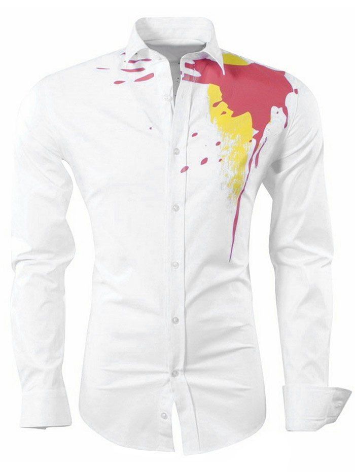 

Colorful Paint Splash Casual Shirt, White