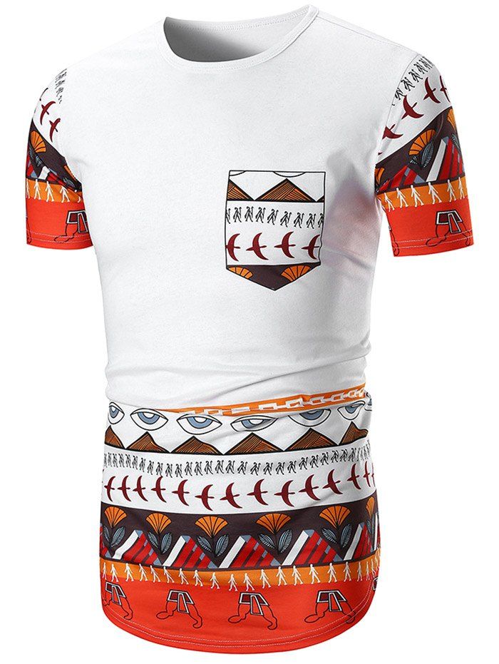 

Egypt Pyramid Print Short Sleeve T-shirt, White