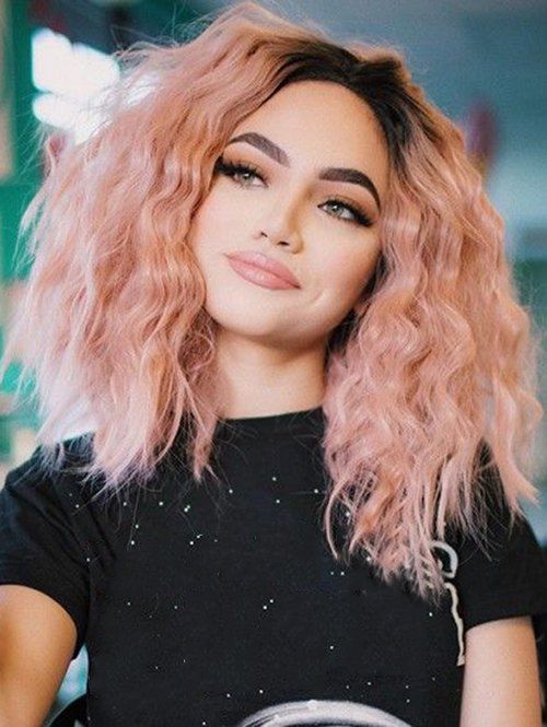 

Center Parting Medium Gradient Wavy Lace Front Synthetic Wig, Multi
