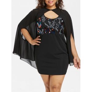 

Plus Size Tank Dress with Capelet, Black