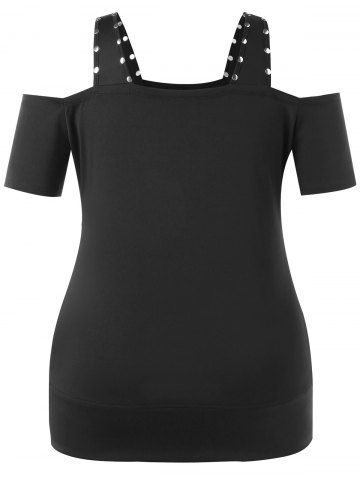 

Plus Size Square Neck Zip Up T-shirt, Black