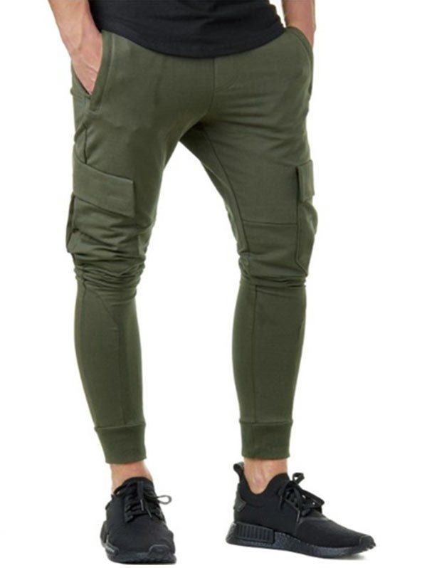 

Solid Color Casual Cargo Jogger Pants, Army green