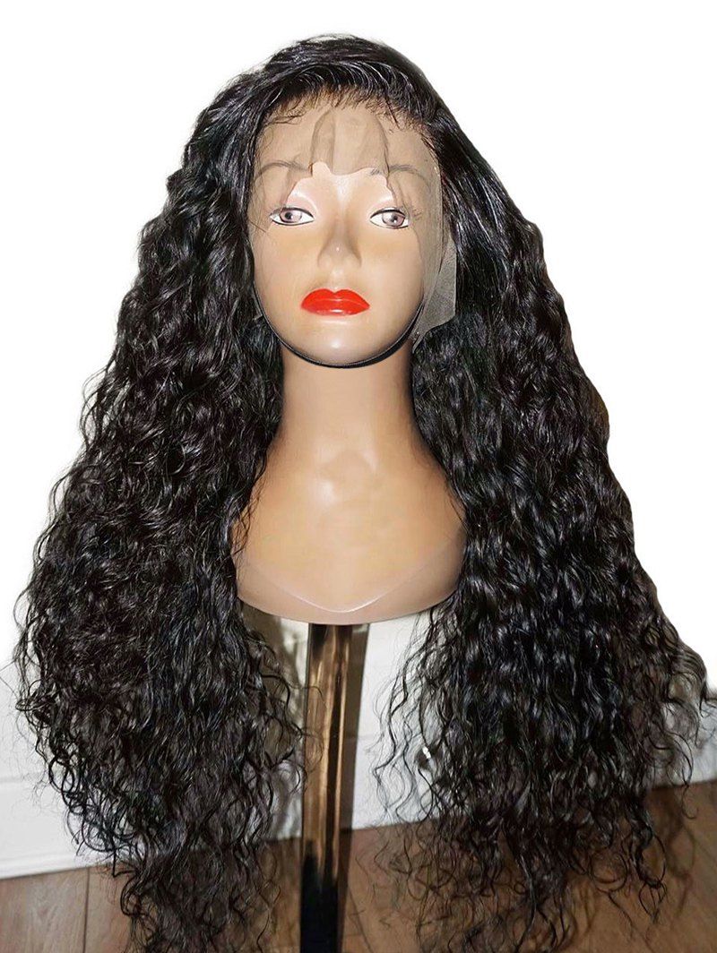 

Long Free Part Curly Lace Front Synthetic Wig, Black