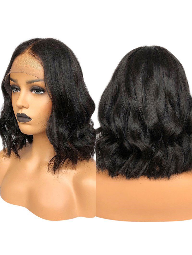

Medium Center Parting Wavy Lace Front Synthetic Wig, Black