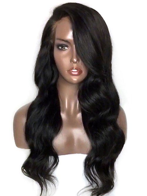 

Long Side Parting Wavy Lace Front Synthetic Wig, Black