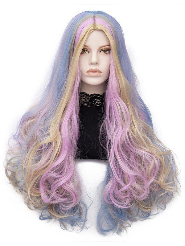 

Long Middle Part Colormix Wavy Synthetic Wig, Multi