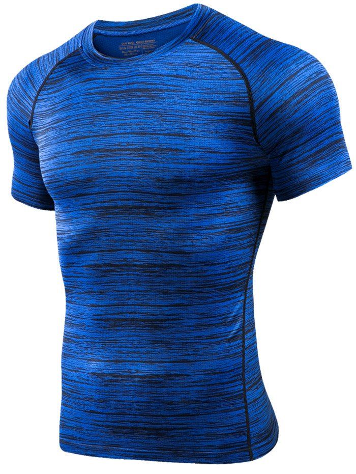 

Skinny Round Neck Raglan Sleeve Heathered T-Shirt, Blue