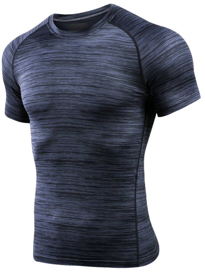 

Skinny Round Neck Raglan Sleeve Heathered T-Shirt, Gray
