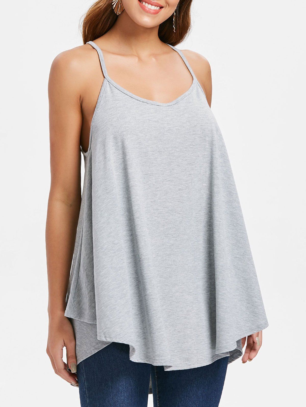 

Plain Tunic Tank Top, Light gray