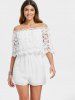 Hollow Out Lace Overlay Romper -  