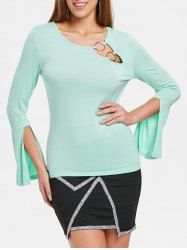 Long Sleeve Cut Out T-shirt -  