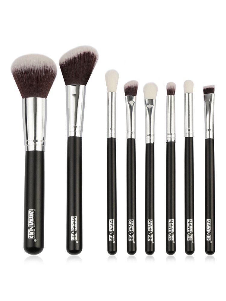 

8 Pcs Ultra Soft Synthetic Fiber Hair Travel Makeup Brush Set, Black