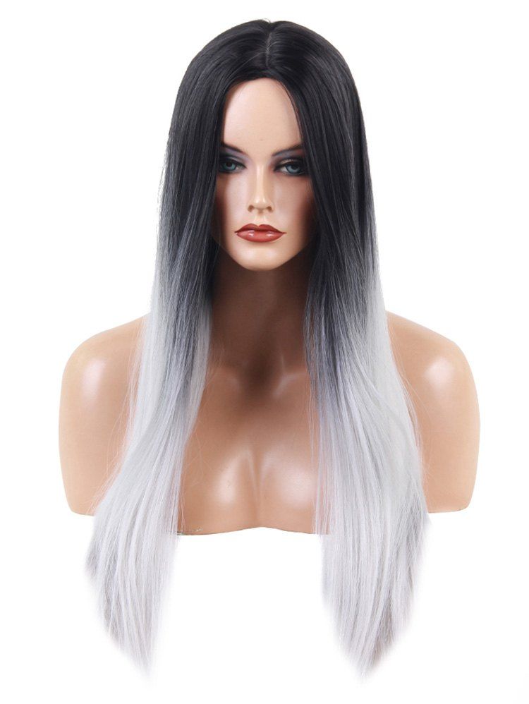 

Long Center Parting Ombre Straight Synthetic Wig, Multi