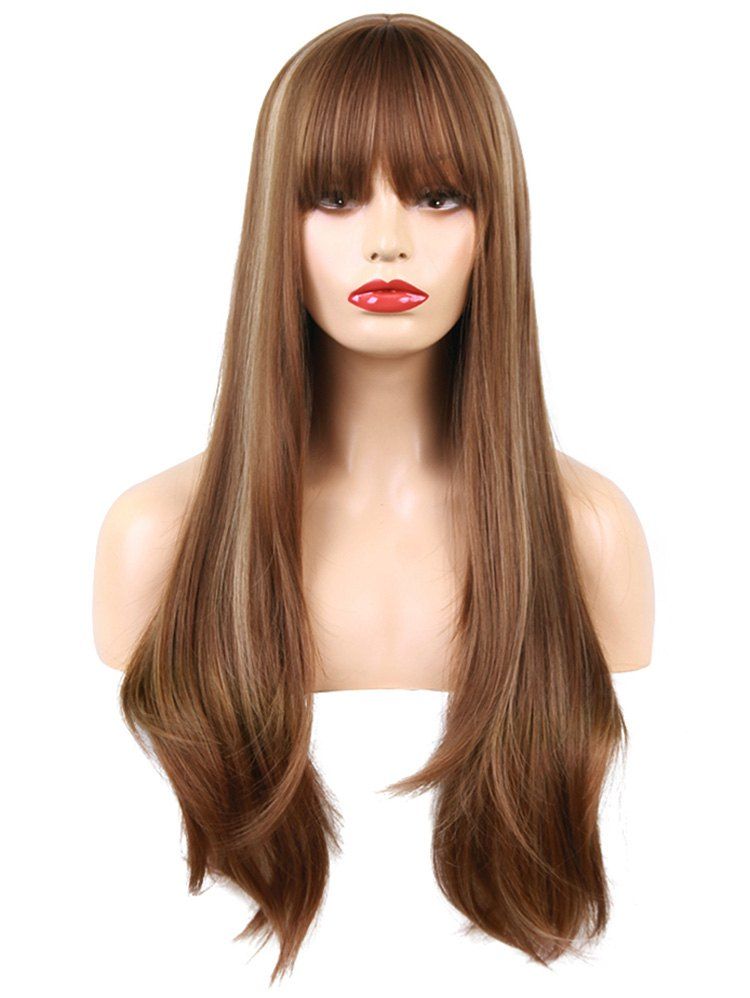 

Long Full Bang Colormix Straight Synthetic Wig, Multi