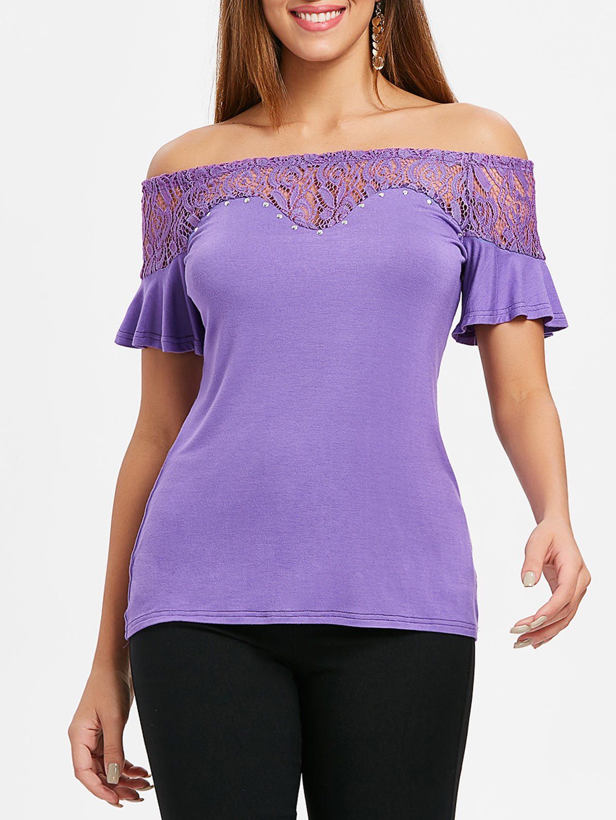 

Off The Shoulder T-shirt, Purple