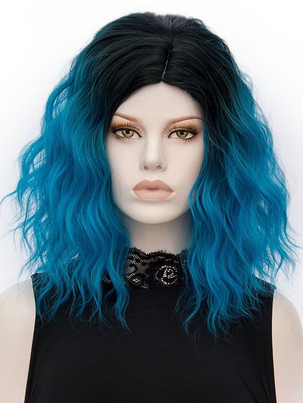 

Medium Side Parting Colormix Natural Wavy Synthetic Wig, Blue