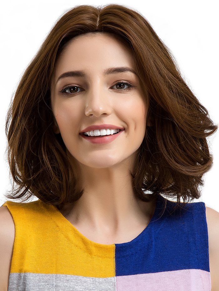 

Center Parting Short Natural Straight Synthetic Wig, Coffee