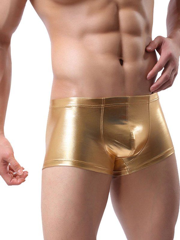

Elastic Faux Leather Trunk Underpants, Golden brown