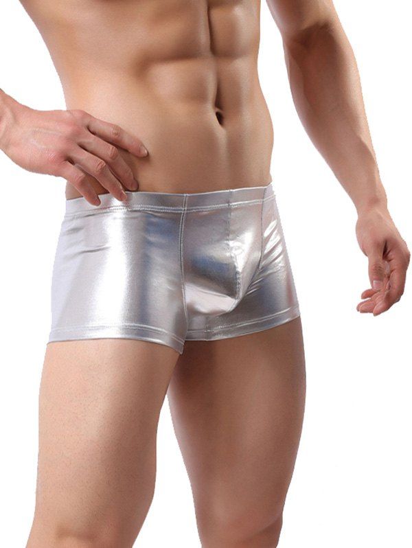

Elastic Faux Leather Trunk Underpants, Silver