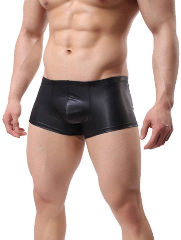 

Elastic Faux Leather Trunk Underpants, Black