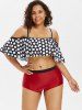Polka Dot Print Flounce Plus Size Bikini Set -  