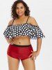 Polka Dot Print Flounce Plus Size Bikini Set -  