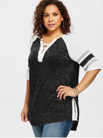 

Plus Size Marled Deep V Cut T-shirt, Carbon gray