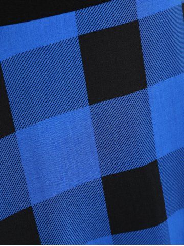 

Asymmetrical Tartan Print Insert Dress, Blue