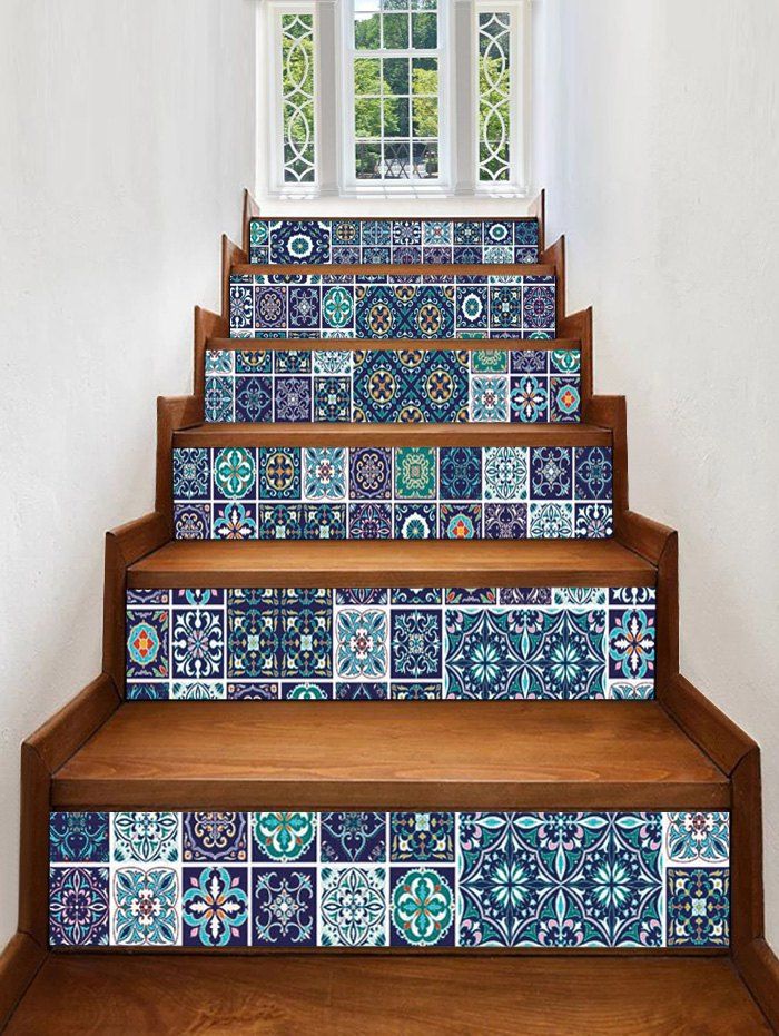 

Geometric Print Decorative Stair Stickers, Multi