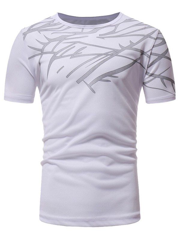 

Top Print Short Sleeve Breathable Athletic T-shirt, White