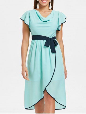 chiffon asymmetrical rosegal belted