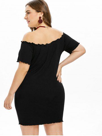 

Plus Size Ribbed Off Shoulder Dress, Black