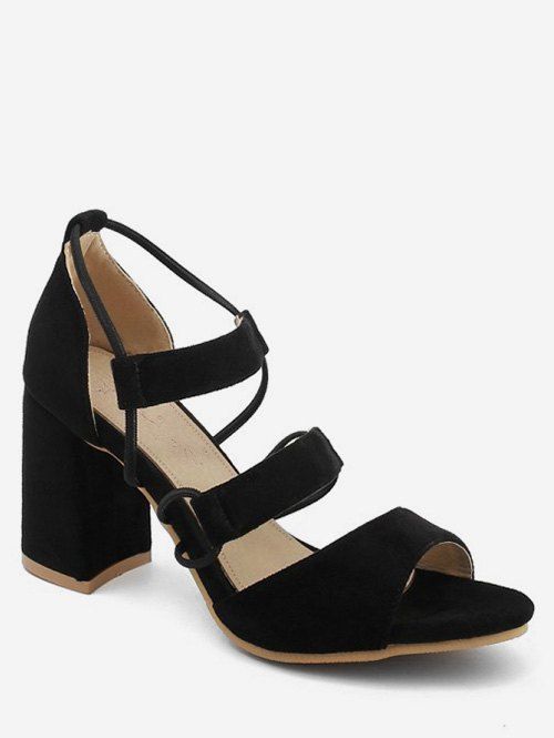 

Plus Size Chunky Heel Chic Party Strappy Sandals, Black