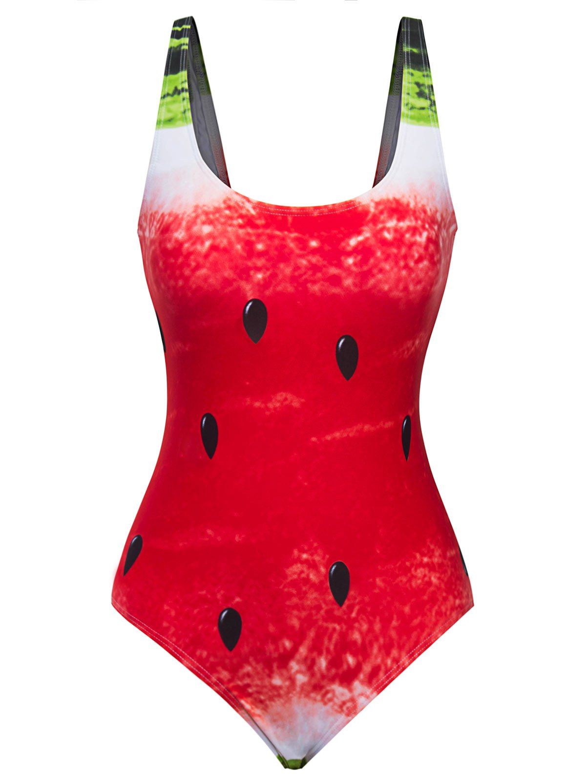 

3D Watermelon Print Padded One Piece Swimsuit, Red