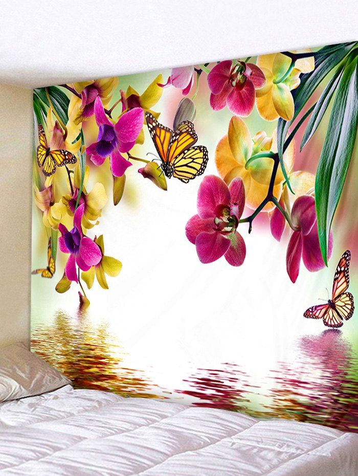 

Wall Hanging Art Flowers and Butterflies Print Tapestry, Multi