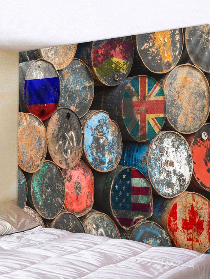 

Wall Hanging Art Flag Oil Drum Print Tapestry, Multi