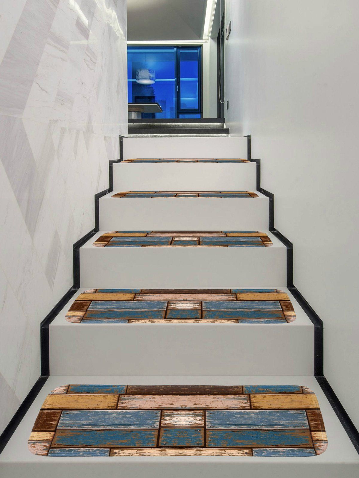 

Vintage Wooden Pattern Stair Floor Rugs, Multi