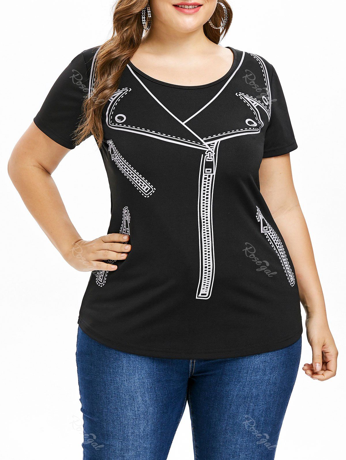 

Plus Size Jacket Illusion T-shirt, Black