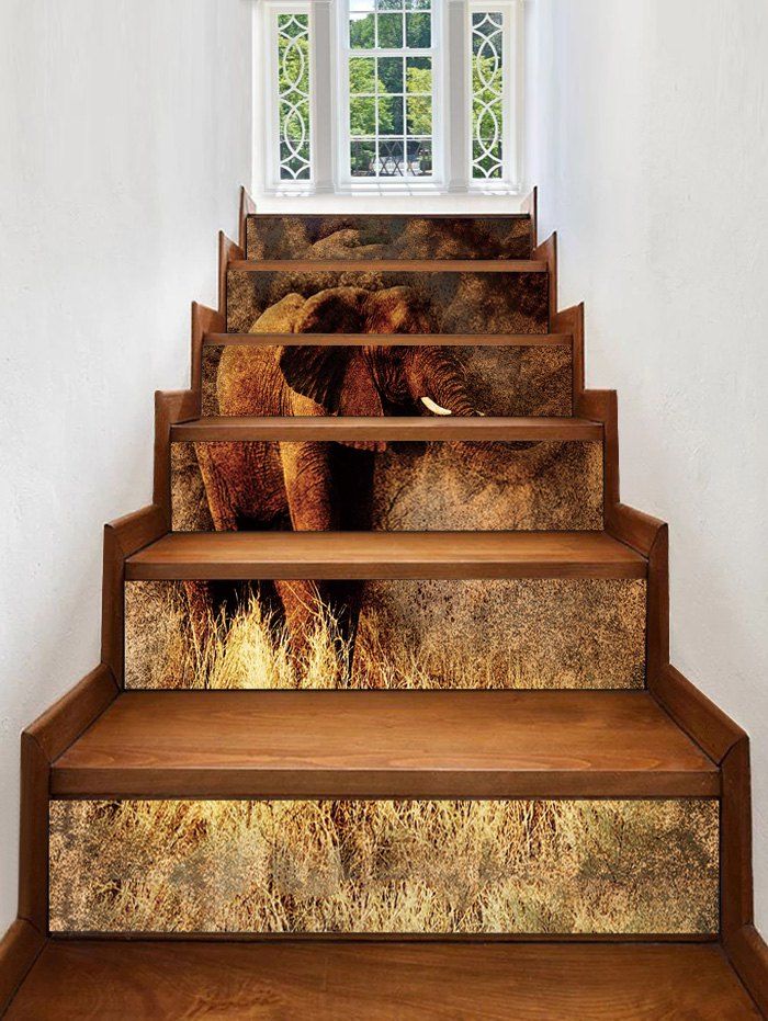 

Elephant Pattern Removable Stair Stickers, Multi