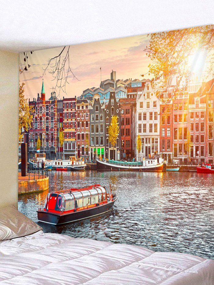 

European City View Printed Wall Art Tapestry, Multi