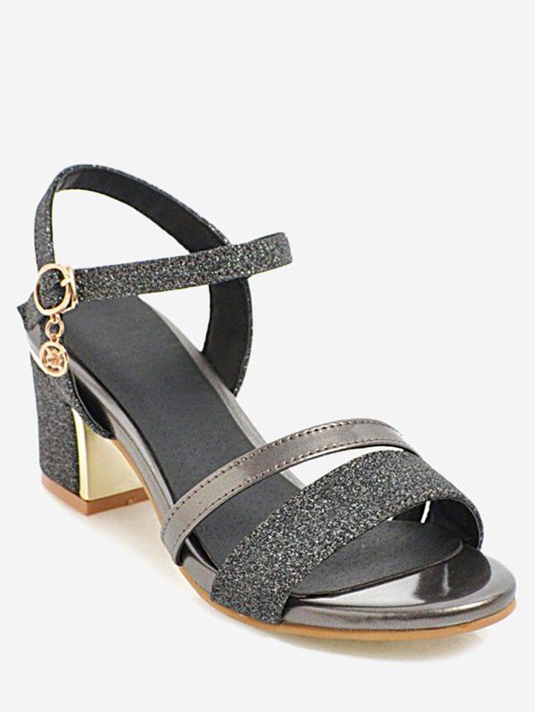 

Plus Size Glitters Decoration Chunky Heel Sandals, Platinum