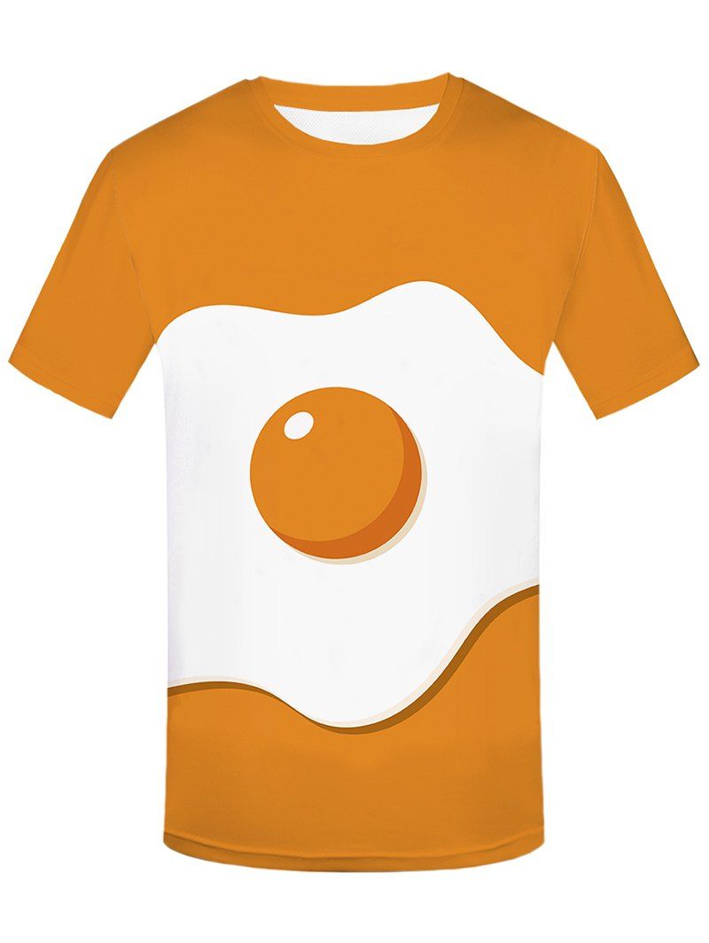 

Round Neck Egg Print T-shirt, Bright yellow