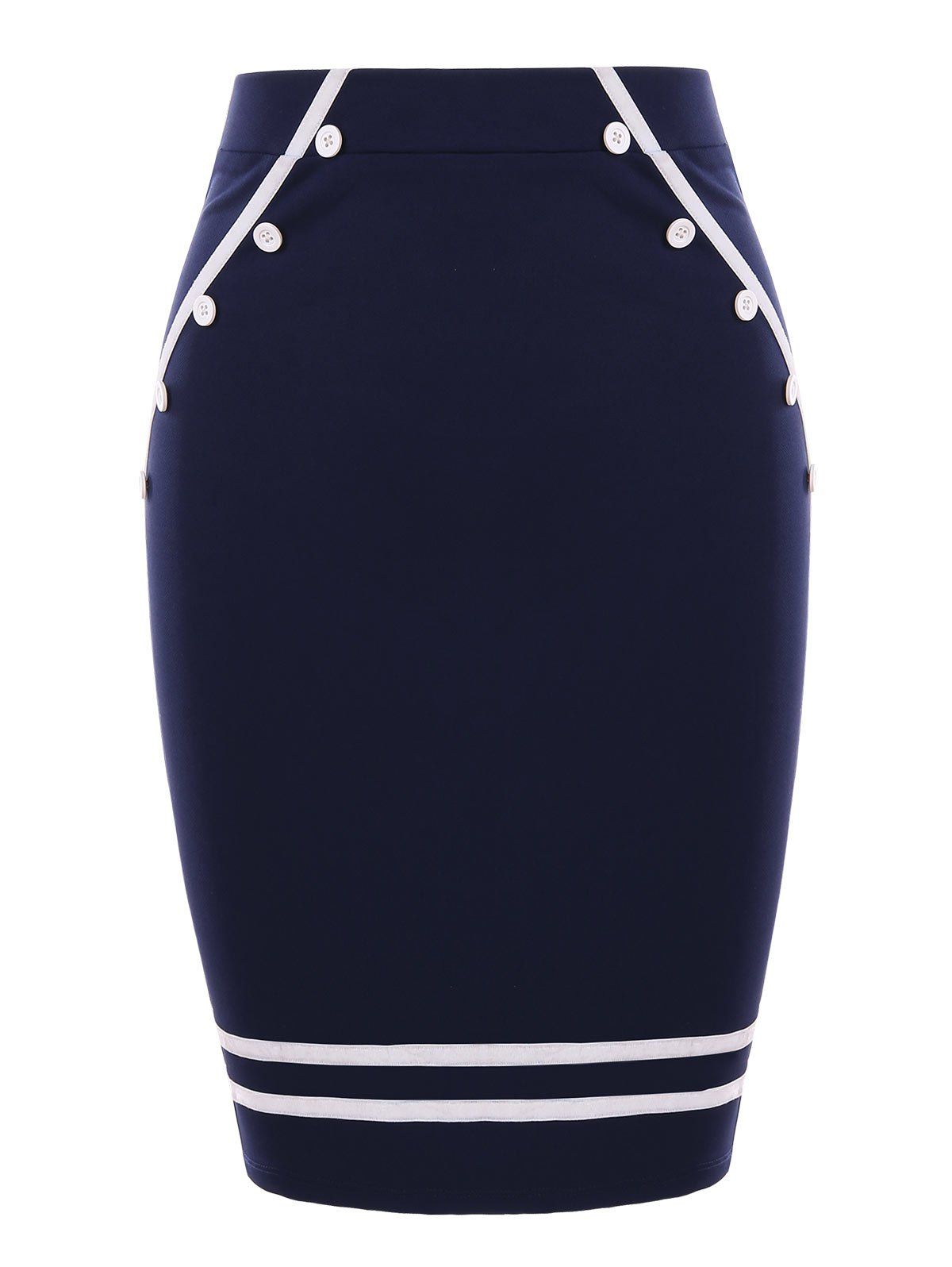

Stripe Trim Bodycon Sailor Skirt, Midnight blue