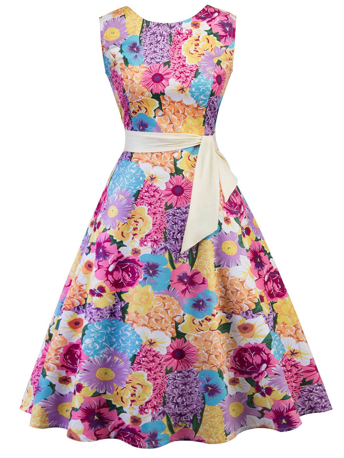 

Floral Print Tied A Line Dress, Multi