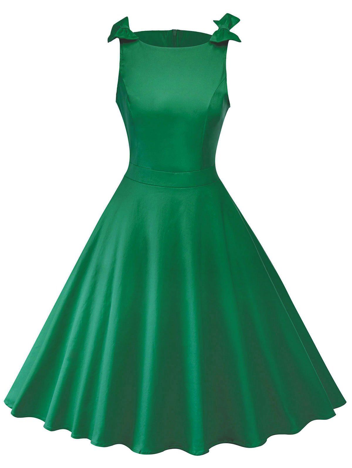 

Bowknot Insert Sleeveless Vintage Dress, Green