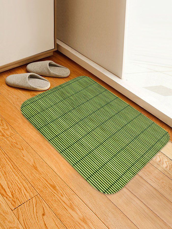 

Bamboo Mat Pattern Floor Non Slip Rug, Shamrock green