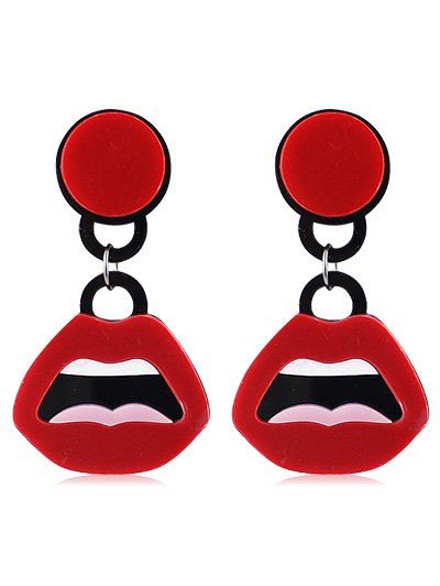 

Mouth Shape Drop Earrings, Red